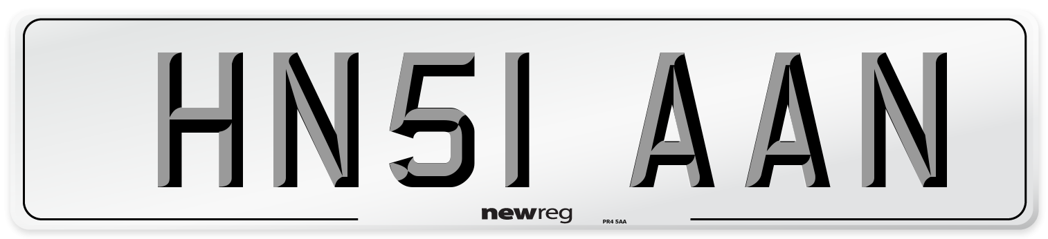 HN51 AAN Number Plate from New Reg